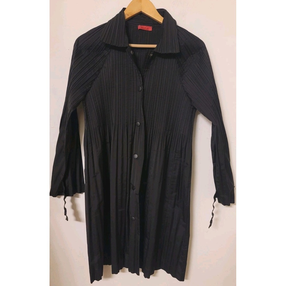 Saint Gil Paris Couture Dress Jacket Vintage Trapeze Dress Pleated‎ Crinkle M/L